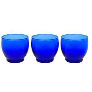 Vintage Hazel-Atlas Cobalt Blue Juice Whiskey Glasses 2.5” Set of 3 1930s-40s